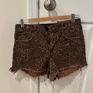 Alexander Wang Leapord Print Frayed Hem Women Shorts